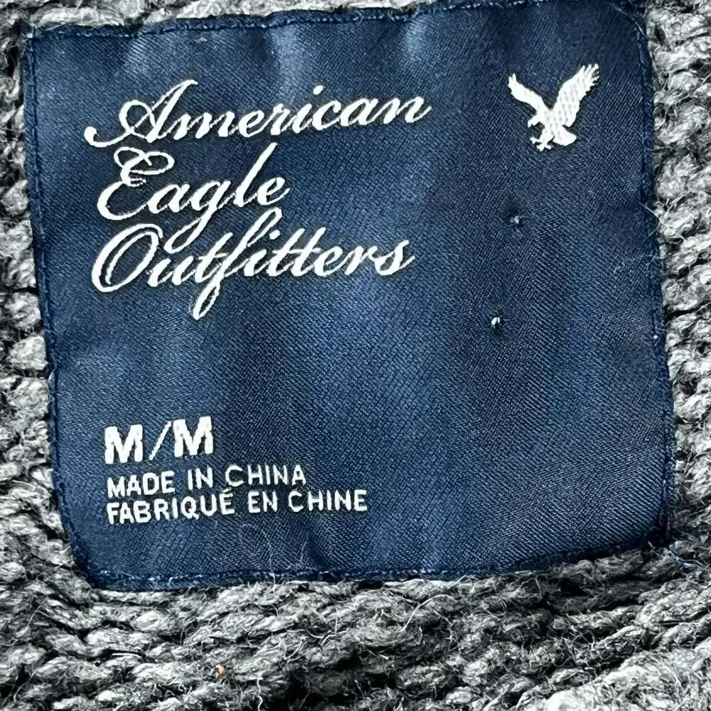 American‎ Eagle Wool Blend Cable Knit Studded Sweater Gray M Indie